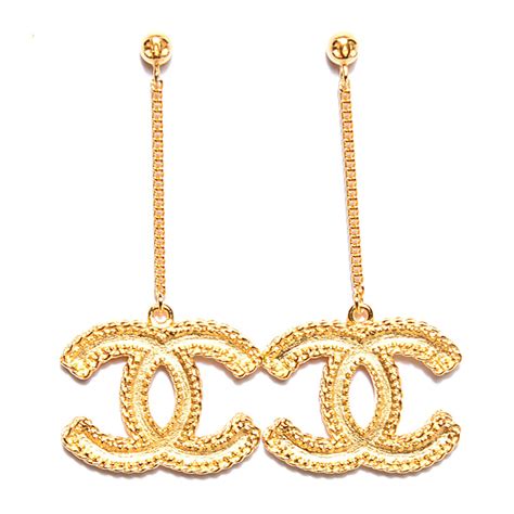 chanel gold dangle drop earrings|Chanel earrings outlet.